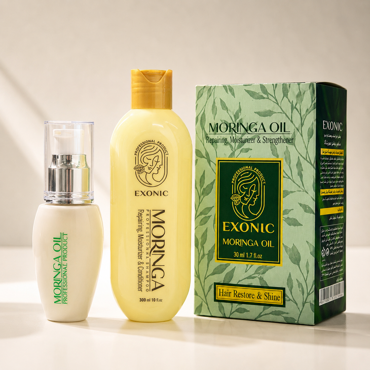 پکیج رفع ریزش مو، تقویت و مراقبت از مو اکسونیک Exonic حاوی روغن مورینگا